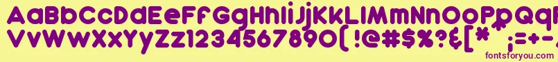 フォントDunkin – 紫色のフォント、黄色の背景