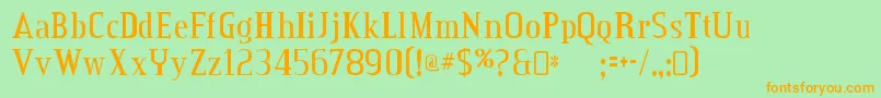 CreditvalleyRegular-Schriftart – Orangefarbene Schriften auf grünem Hintergrund