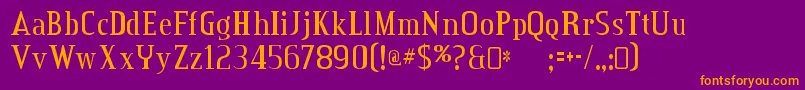 CreditvalleyRegular-Schriftart – Orangefarbene Schriften auf violettem Hintergrund