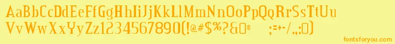 CreditvalleyRegular-Schriftart – Orangefarbene Schriften auf gelbem Hintergrund