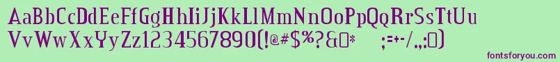 CreditvalleyRegular-fontti – violetit fontit vihreällä taustalla