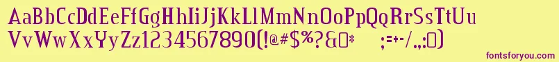CreditvalleyRegular-fontti – violetit fontit keltaisella taustalla