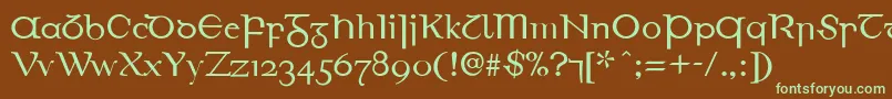 Czcionka EirinnAsciiLl – zielone czcionki na brązowym tle