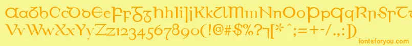 EirinnAsciiLl-Schriftart – Orangefarbene Schriften auf gelbem Hintergrund