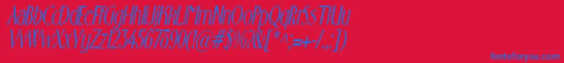 GabrielcondensedItalic Font – Blue Fonts on Red Background