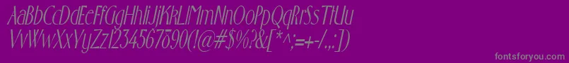 フォントGabrielcondensedItalic – 紫の背景に灰色の文字