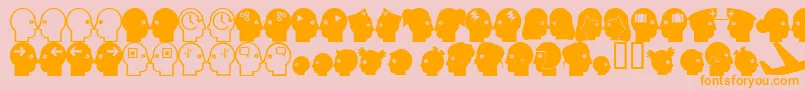 Llfaces2-fontti – oranssit fontit vaaleanpunaisella taustalla