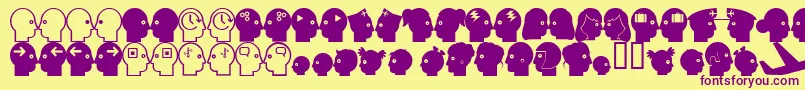 Llfaces2-fontti – violetit fontit keltaisella taustalla