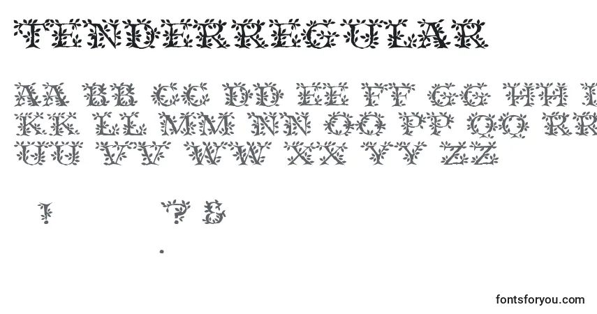 Schriftart TenderRegular – Alphabet, Zahlen, spezielle Symbole