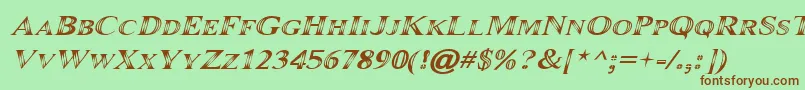 Fonte Maranalloitalic – fontes marrons em um fundo verde