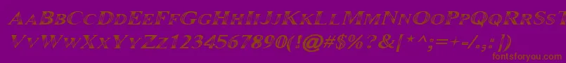 Maranalloitalic-Schriftart – Braune Schriften auf violettem Hintergrund
