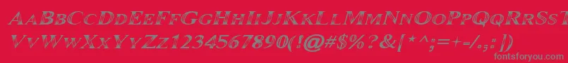 Maranalloitalic-fontti – harmaat kirjasimet punaisella taustalla