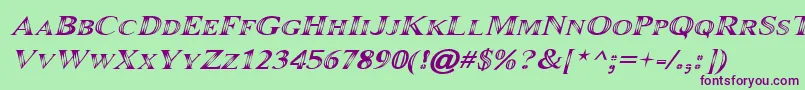 Fonte Maranalloitalic – fontes roxas em um fundo verde