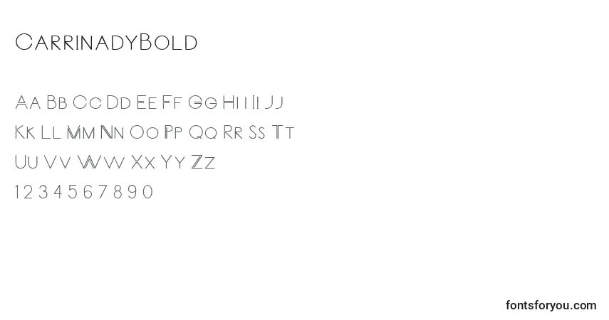 Czcionka CarrinadyBold – alfabet, cyfry, specjalne znaki