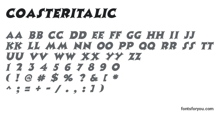 Police CoasterItalic - Alphabet, Chiffres, Caractères Spéciaux