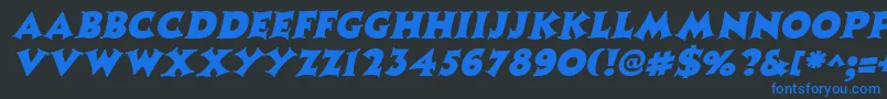 Czcionka CoasterItalic – niebieskie czcionki na czarnym tle