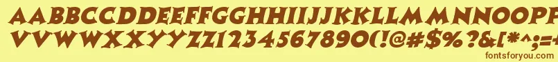 CoasterItalic-Schriftart – Braune Schriften auf gelbem Hintergrund
