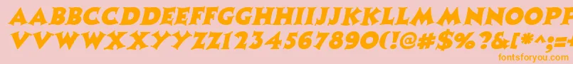フォントCoasterItalic – オレンジの文字がピンクの背景にあります。