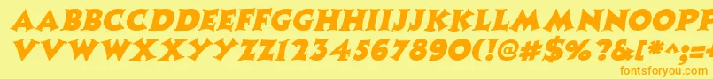 Fonte CoasterItalic – fontes laranjas em um fundo amarelo
