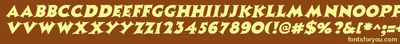 CoasterItalic-Schriftart – Gelbe Schriften auf braunem Hintergrund