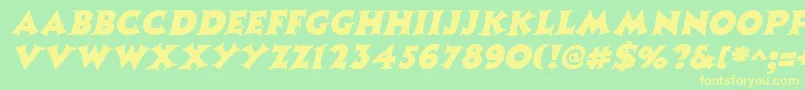 フォントCoasterItalic – 黄色の文字が緑の背景にあります