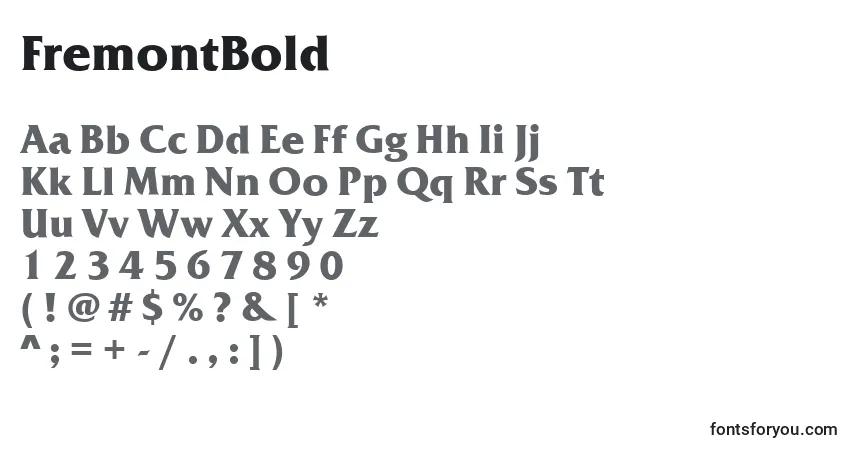 Czcionka FremontBold – alfabet, cyfry, specjalne znaki