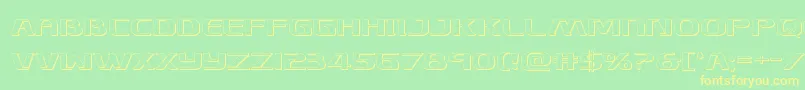 フォントSkymarshal3D – 黄色の文字が緑の背景にあります