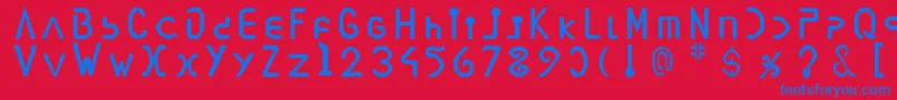 Vegesignes Font – Blue Fonts on Red Background