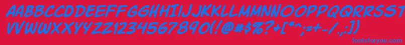 KomikaSlickItalic Font – Blue Fonts on Red Background