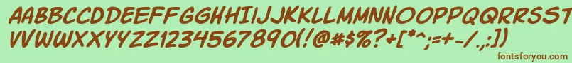 KomikaSlickItalic Font – Brown Fonts on Green Background