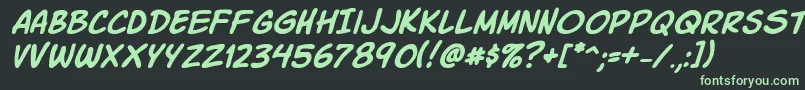 KomikaSlickItalic-Schriftart – Grüne Schriften auf schwarzem Hintergrund