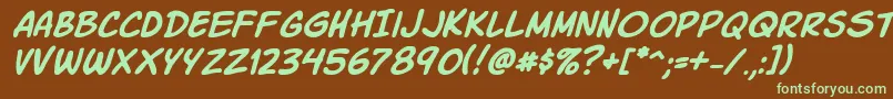 KomikaSlickItalic Font – Green Fonts on Brown Background