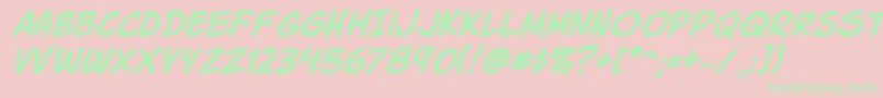 KomikaSlickItalic-Schriftart – Grüne Schriften auf rosa Hintergrund