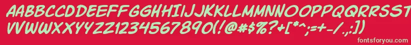 KomikaSlickItalic Font – Green Fonts on Red Background