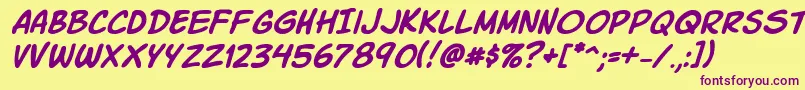 KomikaSlickItalic Font – Purple Fonts on Yellow Background
