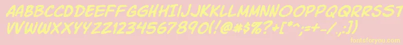 KomikaSlickItalic Font – Yellow Fonts on Pink Background