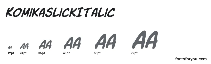 Размеры шрифта KomikaSlickItalic