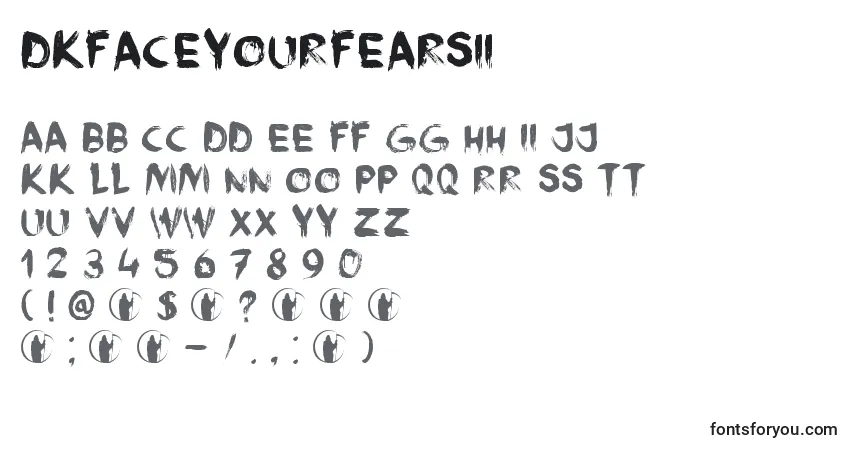 Schriftart DkFaceYourFearsIi – Alphabet, Zahlen, spezielle Symbole