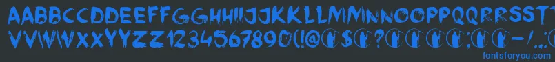 DkFaceYourFearsIi-Schriftart – Blaue Schriften auf schwarzem Hintergrund