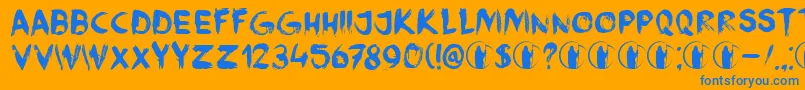 DkFaceYourFearsIi-Schriftart – Blaue Schriften auf orangefarbenem Hintergrund