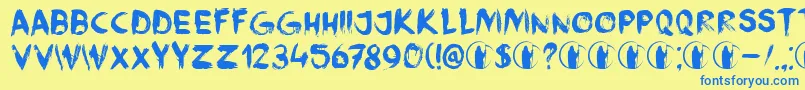 DkFaceYourFearsIi Font – Blue Fonts on Yellow Background