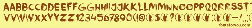 DkFaceYourFearsIi Font – Brown Fonts on Yellow Background