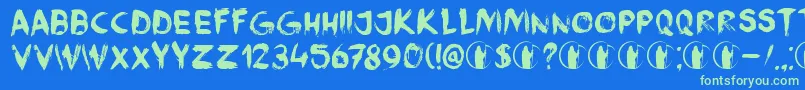 DkFaceYourFearsIi Font – Green Fonts on Blue Background