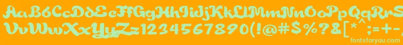 Gorgeousjhen-Schriftart – Grüne Schriften auf orangefarbenem Hintergrund
