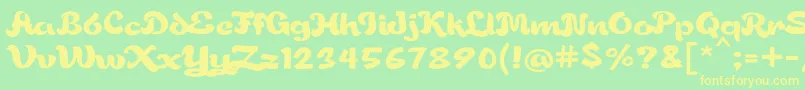 Gorgeousjhen-Schriftart – Gelbe Schriften auf grünem Hintergrund