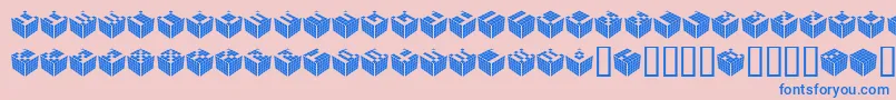 フォントCubic – ピンクの背景に青い文字