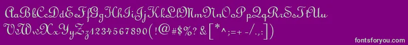 LinusscriptRegular Font – Green Fonts on Purple Background