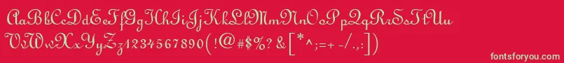 フォントLinusscriptRegular – 赤い背景に緑の文字