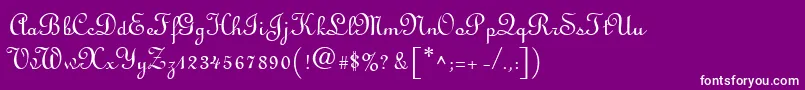 フォントLinusscriptRegular – 紫の背景に白い文字