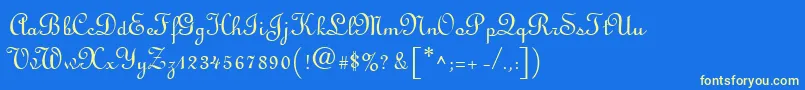 フォントLinusscriptRegular – 黄色の文字、青い背景